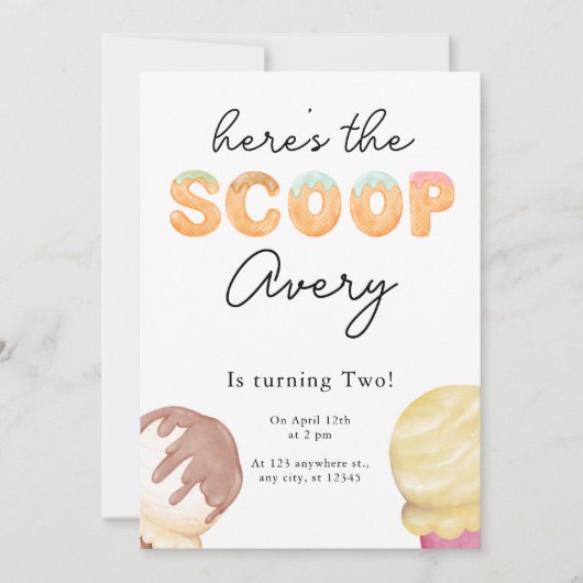 アイスクリームパーティー誕生日招待状 招待状 (正面)