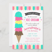 アイスクリームパーティー誕生日招待状 招待状 (正面)