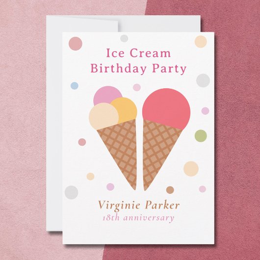 アイスクリームパーティー誕生日招待状 招待状