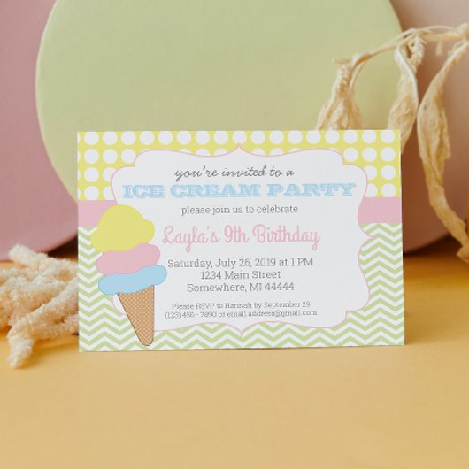 アイスクリームパーティー誕生日、アイスクリームソーシャル 招待状