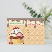 アイスクリームパーティー アイスクリームコーンの誕生日お誘い状 (スタンド正面)