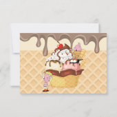 アイスクリームパーティー アイスクリームコーンの誕生日お誘い状 (裏面)