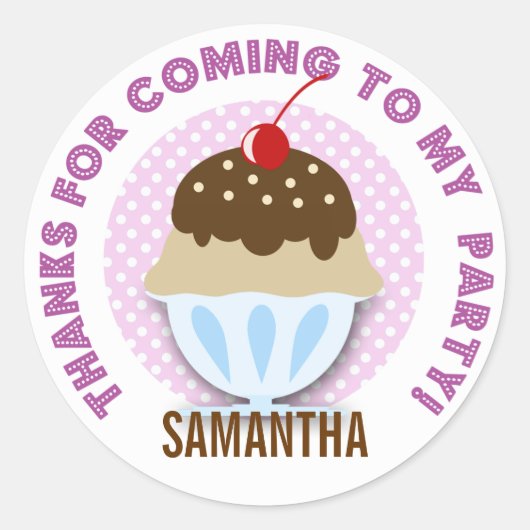 アイスクリームパーティー カスタム サンクスステッカー ラウンドシール (正面)