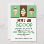 アイスクリームパーティー パーソナライズされた 招待状 (正面)