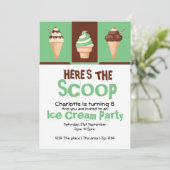 アイスクリームパーティー パーソナライズされた 招待状 (スタンド正面)