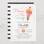 アイスクリームパーティー 子供の誕生日パーティー招待状 招待状 (正面/裏面)