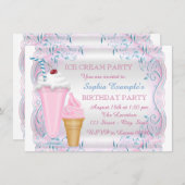 アイスクリームパーティー 招待状 (正面/裏面)