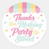 アイスクリームパーラーオーニングありがとう誕生日パーティー ラウンドシール (正面)