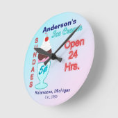 アイスクリームパーラーサンデーズクロックシンボルや象徴 ラウンド壁時計 (傾斜)