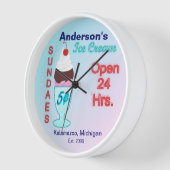 アイスクリームパーラーサンデーズクロックシンボルや象徴 ラウンド壁時計 (傾斜)