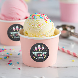 アイスクリームパーラーシャルボードバースデーパーティークレスト ラウンドシール