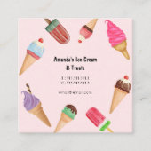 アイスクリームパーラーショップピンク名刺 スクエア名刺 (正面)