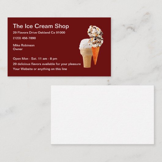 アイスクリームパーラーシンプルデザイン 名刺 (正面/裏面)