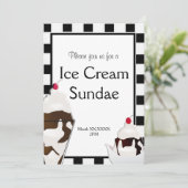 アイスクリームパーラーソーシャルパーティーカスタム招待状 招待状 (スタンド正面)