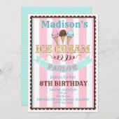 アイスクリームパーラーバースデーパーティ招待状 招待状 (正面/裏面)