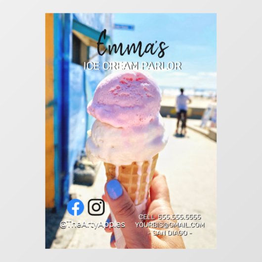 アイスクリームパーラーパーティーショップイベントフードウィンド ウィンドウサイン (シート)