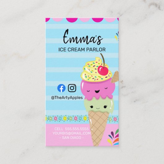 アイスクリームパーラーパーティーショップイベントフードバン 名刺 (正面)