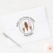 アイスクリームパーラーロゴ ラウンドシール (封筒)