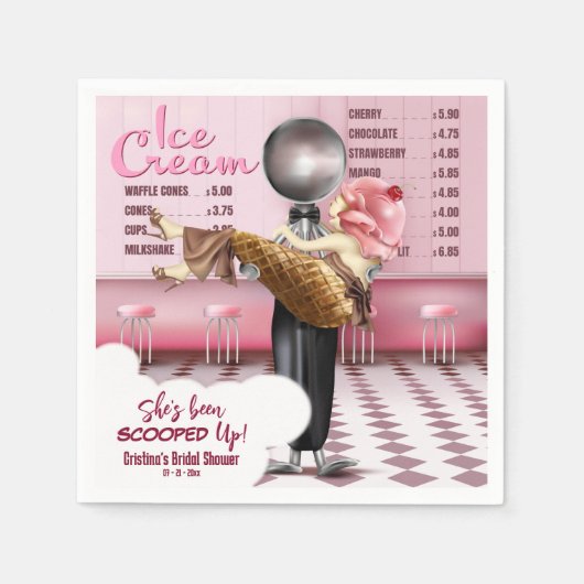 アイスクリームパーラー彼女はスクープされている スタンダードカクテルナプキン (正面)