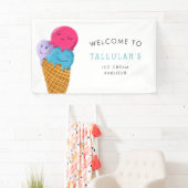 アイスクリームパーラー誕生日パーティーへようこそ 横断幕 (インサイチュ)