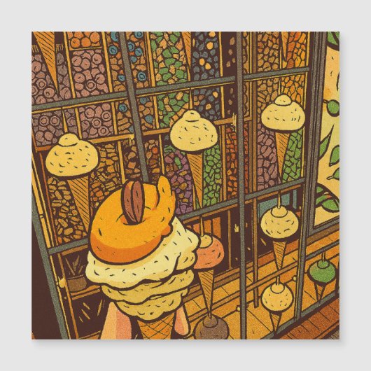 アイスクリームパーラー風のキャラクターイラスト (正面)