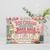 アイスクリームパーラー Bake Sale デザイン 招待状 (スタンド正面)