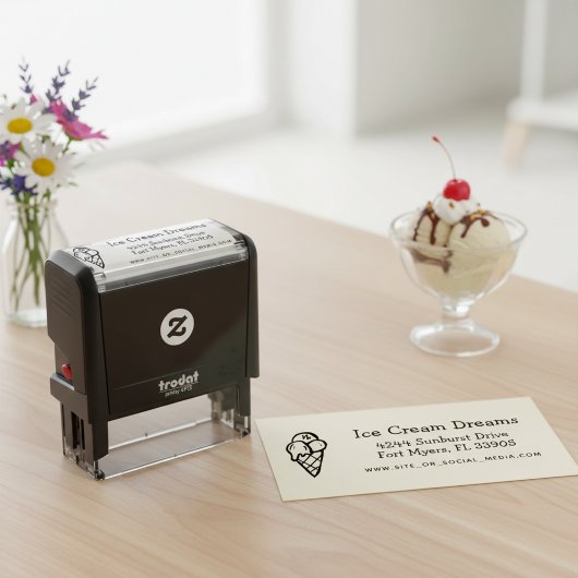 アイスクリームビジネス差出人住所プレインクスタンプ セルフインキングスタンプ