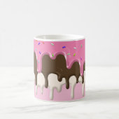 アイスクリームピンクのつや消しが点滴 コーヒーマグカップ (中央)