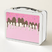 アイスクリームピンクのつや消しが点滴 メタルランチボックス (裏面)