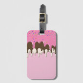 アイスクリームピンクのつや消しが点滴 ラゲッジタグ (正面縦)