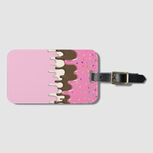 アイスクリームピンクのつや消しが点滴 ラゲッジタグ (正面横)