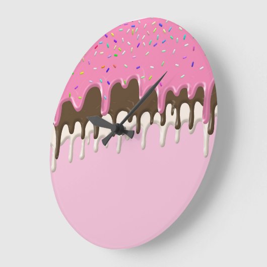 アイスクリームピンクのつや消しが点滴 ラージ壁時計 (傾斜)