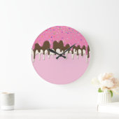 アイスクリームピンクのつや消しが点滴 ラージ壁時計 (ホーム)