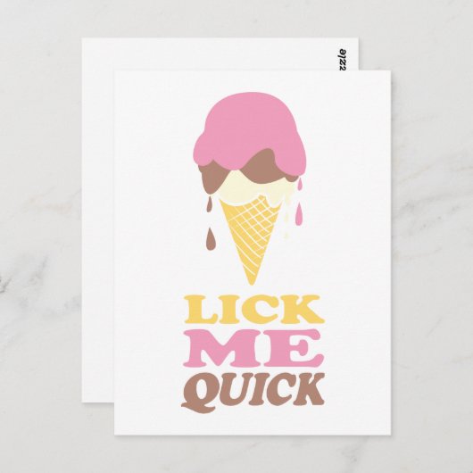 アイスクリームピンクの白い引用文はがき ポストカード (正面/裏面)