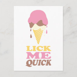 アイスクリームピンクの白い引用文はがき ポストカード