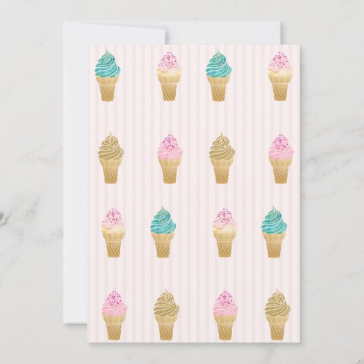 アイスクリームピンクストライプのベビーシャワー 招待状 (裏面)