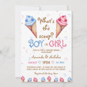 アイスクリームピンクブルーサマージェンダーリビール 招待状 (正面)