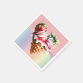 アイスクリームピンクブルーサンデーワッフルコーンハート子供 スタンダードカクテルナプキン (角)