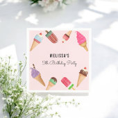 アイスクリームピンクブルーブラウンパーティー紙ナプキン スタンダードカクテルナプキン