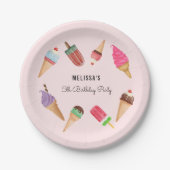 アイスクリームピンクブルーブラウンポップシクル紙プレート ペーパープレート (正面)