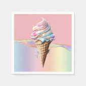 アイスクリームピンクブルー渦虹色ガーリーキャンディ スタンダードカクテルナプキン (正面)