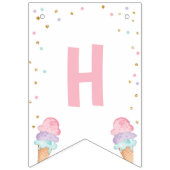 アイスクリームピンク金ゴールドスウィート誕生日ハッピーバースデー バンティングフラッグ (第2の旗)