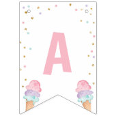 アイスクリームピンク金ゴールドスウィート誕生日ハッピーバースデー バンティングフラッグ (第3の旗)