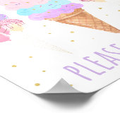 アイスクリームピンク金ゴールドパステル誕生日お気に入りサイン ポスター (角)