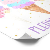 アイスクリームピンク金ゴールドパステル誕生日お気に入りサイン ポスター (角)