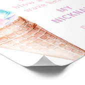 アイスクリームピンク1st誕生日パーティーフォトマイルストーン ポスター (角)