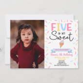 アイスクリームファイブはとても甘い5th誕生日パーティー 招待状 (正面)