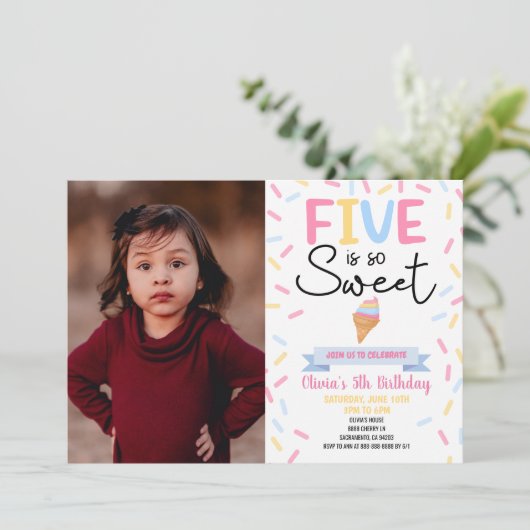 アイスクリームファイブはとても甘い5th誕生日パーティー 招待状 (スタンド正面)