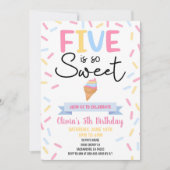 アイスクリームファイブはとても甘い5th誕生日パーティー 招待状 (正面)