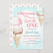 アイスクリームファースト誕生日パーティー 招待状 (正面/裏面)